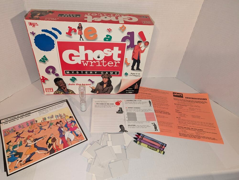 GHOST Writer Mystery Game 1995 University Games Board Game Near Complete